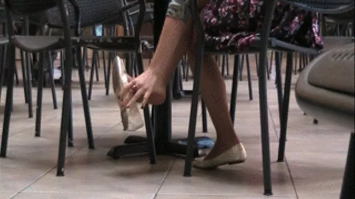 New silver flats & nylons @ mall food court