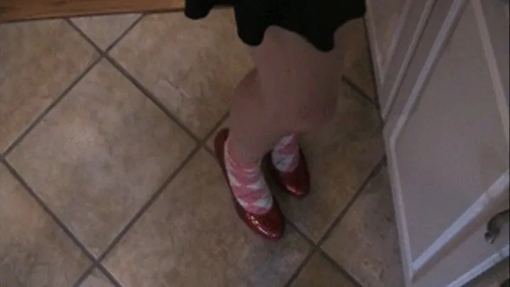 Candy red heels & argyle knee socks