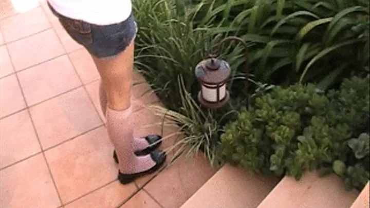 Black patent penny loafers & tan knee highs