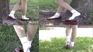 Shoeplay on grass with flats & bobby sox