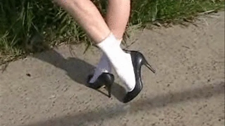 Black high heels & white socks 1