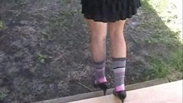 Wet socks ~ Red & black patent high heels