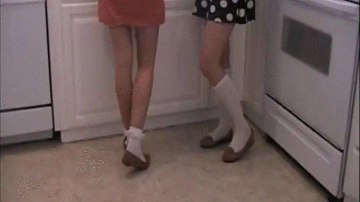 Two schoolgirls crush their heels & shoeplay