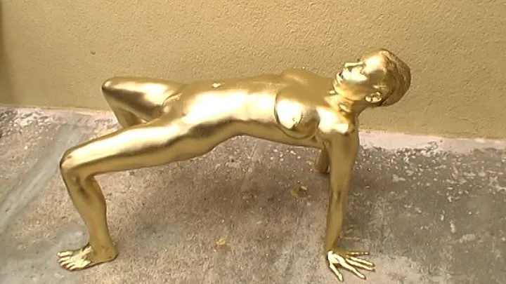 outdoor gold metallic statue doll