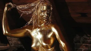 gold metallic painted statue girl