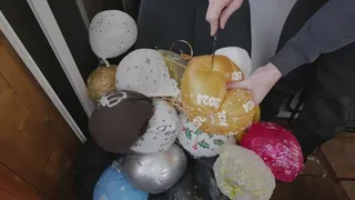 Helium balloons cum and pop