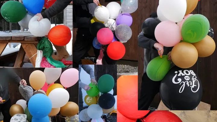 Rick John Popping alot of Helium Balloons outside