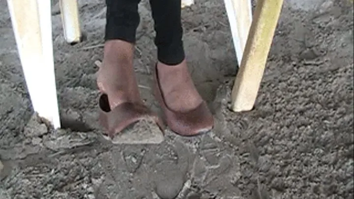 Brown flats barefoot in the sand ~ Front