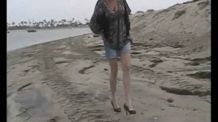 Peep toe high heels ~ Destroyed at the beach