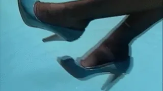 High heels & stockings in the pool