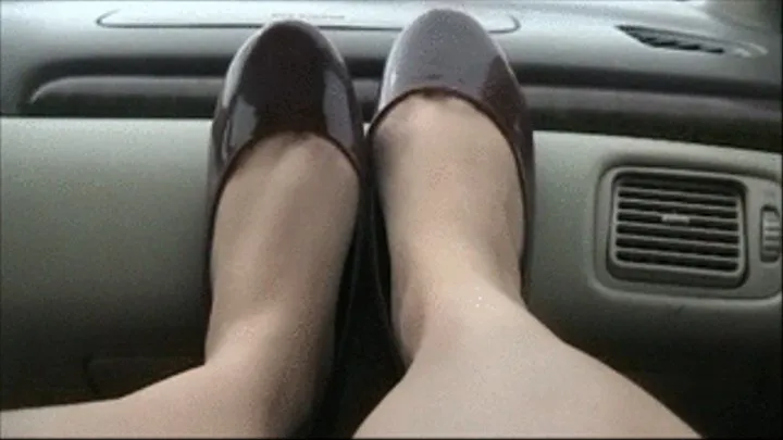 Barefoot heel crush on dashboard with flats 2