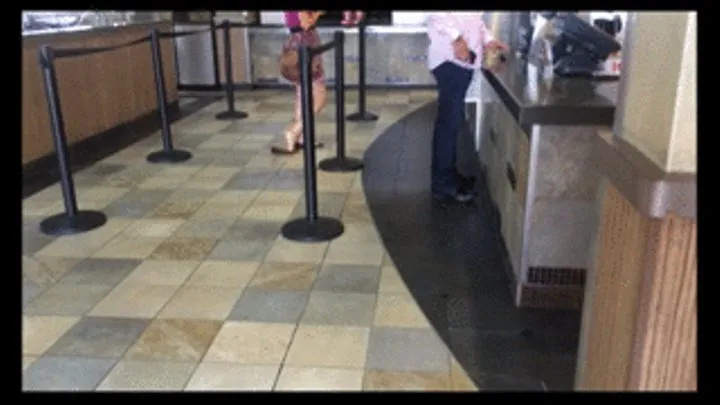 J Crew flats barefoot heel crush at Wendy's for lunch