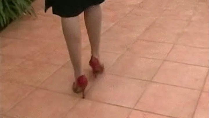 Red peep toe heels crushed by new ones