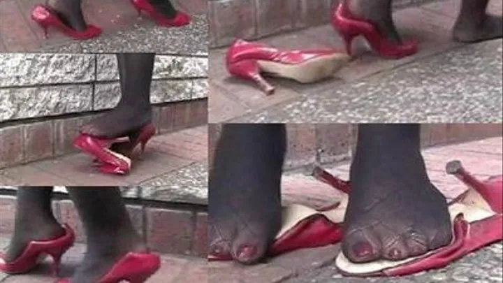 Red peep toe heels - Crushed & shoeplay