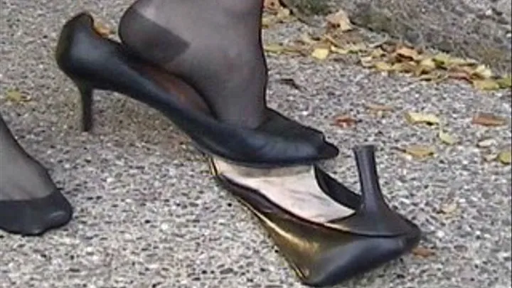 Black peep toe high heels - Destroyed