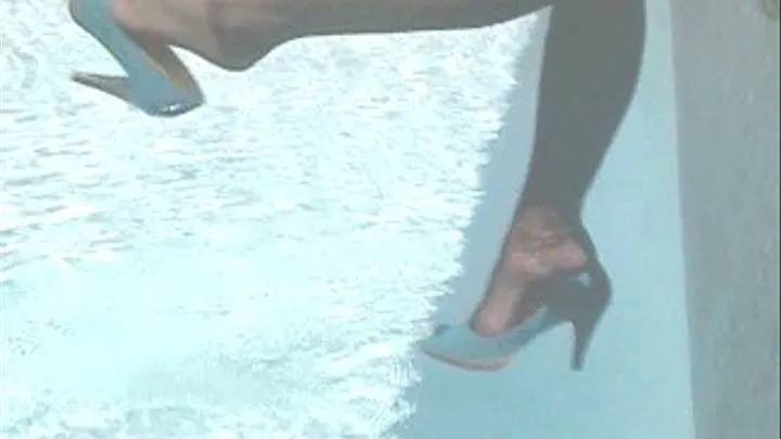 Poolside shoeplay and heel crush