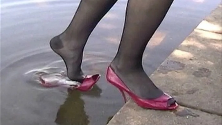 Red peep toe high heels - IN the lake - Full clip