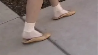 Tan ballerinas - Heel & toe crush Part 2 of 2