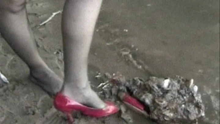 Red peep toe heels - IN the water - Part 2