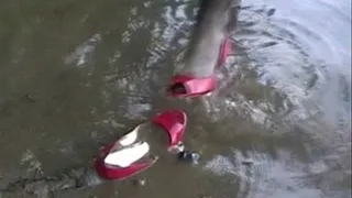 Red peep toe heels - IN the water - Part 1