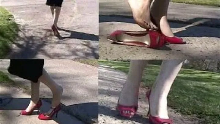 Red peep toe high heels ~ Barelegged crush