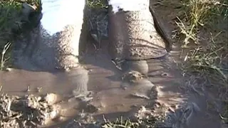 Ballet flats & white socks ~ In the mud