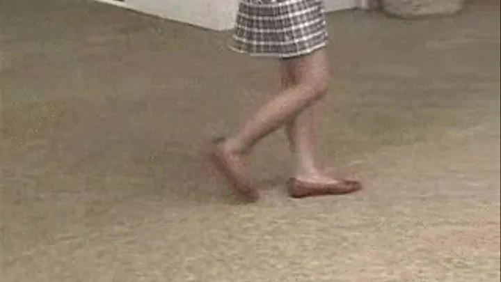 Walking out of her flats many times with stockings