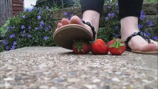Strawberries and peaches squish in flat sandals!!