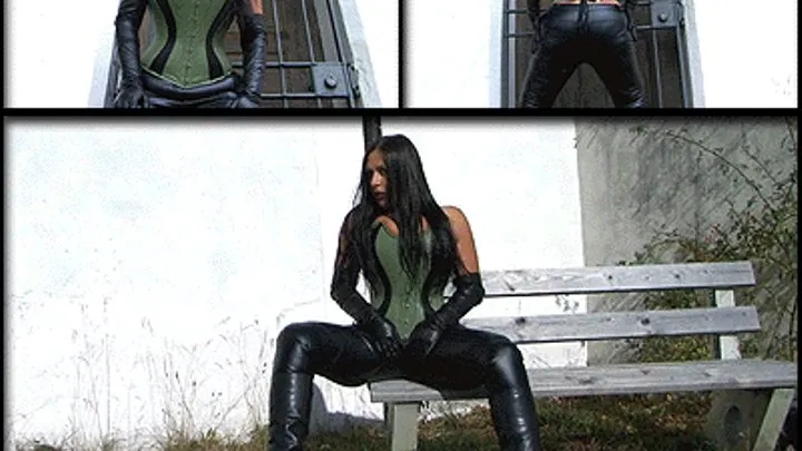 Horny Leather Corset Vamp - Outdoor Blowjob & Handjob with Long Leather Gloves - Cum on my Gloves // SHORT VERSION(HDV 1280 x 720)