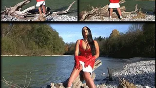 Red Leather Diva with Red Gloves - Outdoor Blowjob & Handjob - Cum on my Tits // SHORT VERSION (DVD Qualtiy - x 576)