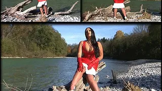 Red Leather Diva with Red Gloves - Outdoor Blowjob & Handjob - Cum on my Tits // LONG VERSION (DVD Qualtiy - x 576)