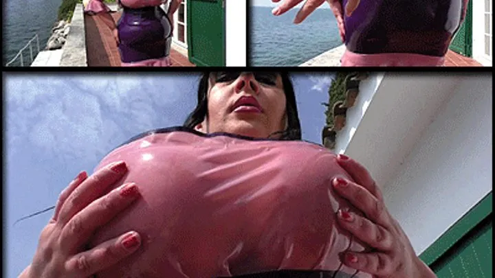 Latex Blowjob Bitch with Big Tits - Blowjob & Handjob in the Garden - Cum in my Mouth