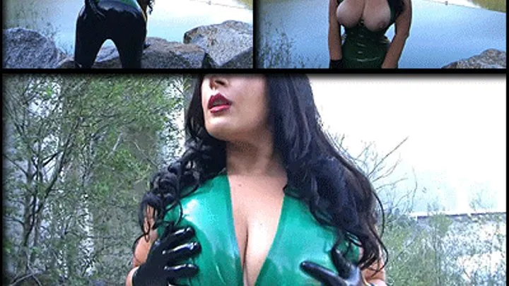 Green Latex Babe with Black Gloves // Latex Outdoor Blowjob & Handjob // Cum on my Tits// LONG VERSION (HDV 1280 x 720)