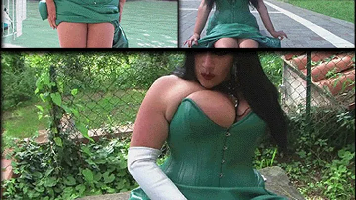 Green Leather and White Leather Gloves - Outdoor Blowjob & Handjob - Touch my Tits - Cum in my Face (Short Version)