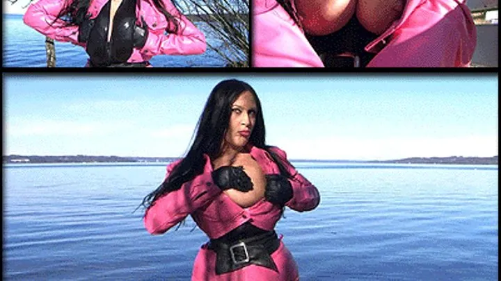 Pink Leather Jacket & Big Tits - Outdoor Blowjob & Handjob with Leather Gloves - Fuck my Tits - Cum on my NEW Leather Jacket // SHORT VERSION(HDV 1280 x 720)