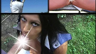 Blue White Leather Bitch & Blowjob & Handjob with Leather Gloves - Fuck my nasty Mouth - Cum on my Tits // SHORT VERSION (HDV 1280 x 720)
