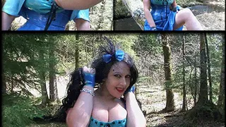 Busty Blue Rubber Diva - Outdoor Blowjob & Handjob with Red Nails - Suck it Deep - Fuck my Tits - Cum on my Tits