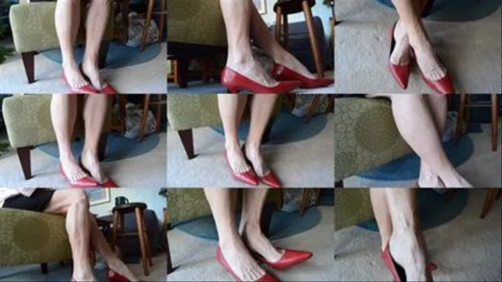 Squirming calves and feet in my red pumps