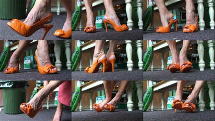 Shoe play with the orange slingbacks