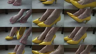 My yellow pumps under the table