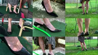 Sweeping my patio in pointy-toed heels
