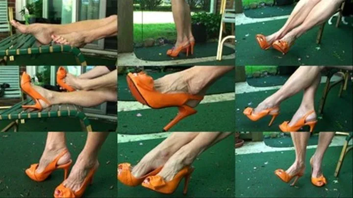 Orange slingbacks