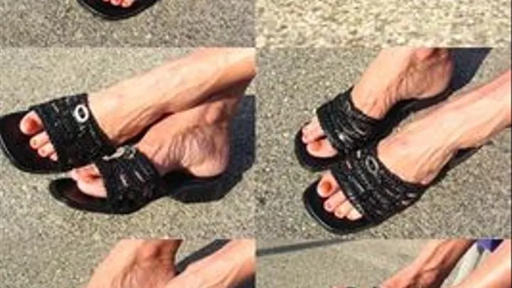 My black slides at the pool