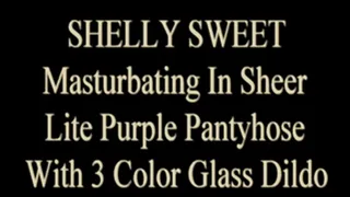 Shelly Sweet With Her 3 Colored Glass Dildo