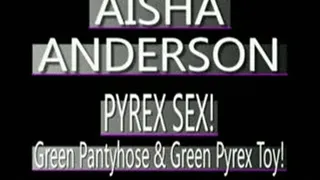 Slim Green Pyrex Dildo In Aisha Anderson's Ebony Pussy! - (368 X 208 SIZED)