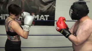 Irene Silver vs Rocky M Mixed Boxing Session Femdom