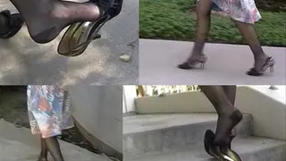 Black Lace peep toe high heels - The walk