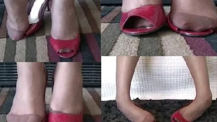 Red peep toes & RHT stockings - Toe curling