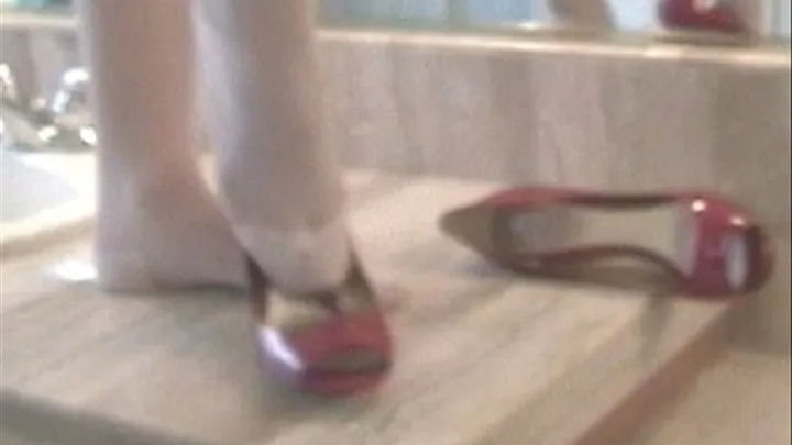 Red patent peep toes - The Bathroom