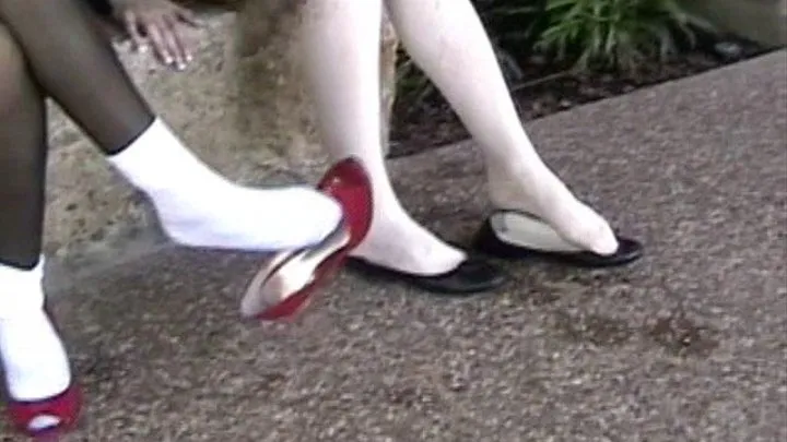 Two gals in heels after the waterfall